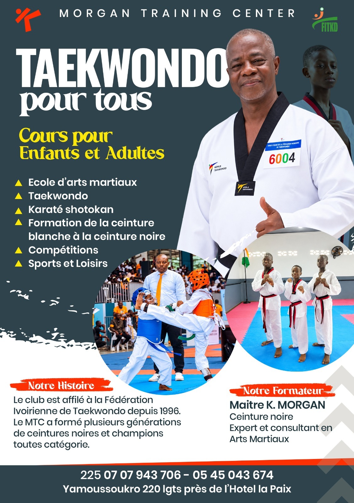 Affiche Morgan Training Center — Taekwondo pour tous, cours pour enfants et adultes